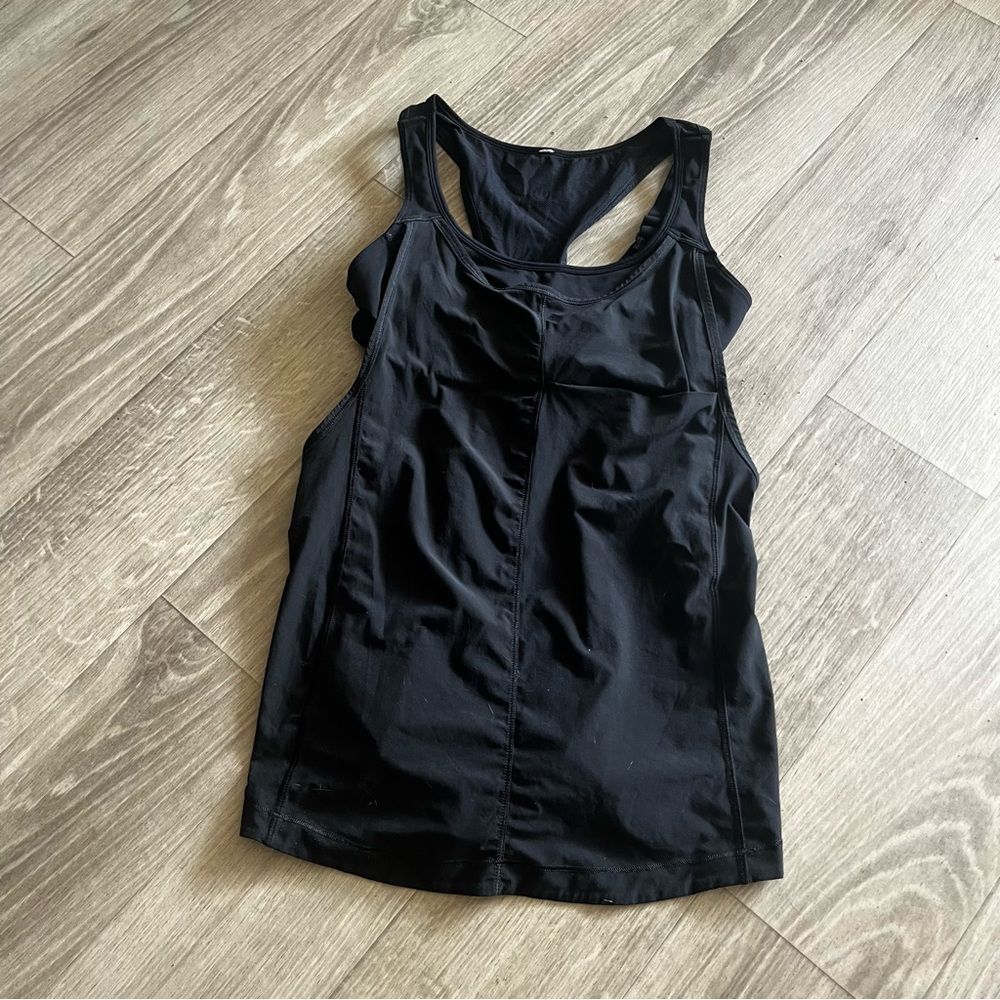 lululemon black athletic tank with built in sport bra size 8